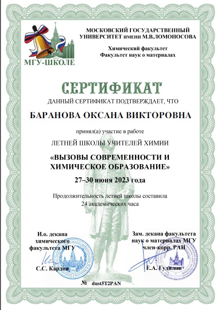 Преподаватели химического факультета приняли участие в работе Летней школы МГУ